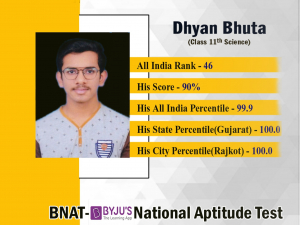 AIR Qualifier in Byju’s National Aptitude Test 2020